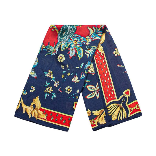 Scarf med blommigt motiv - Blå, Nr. 13