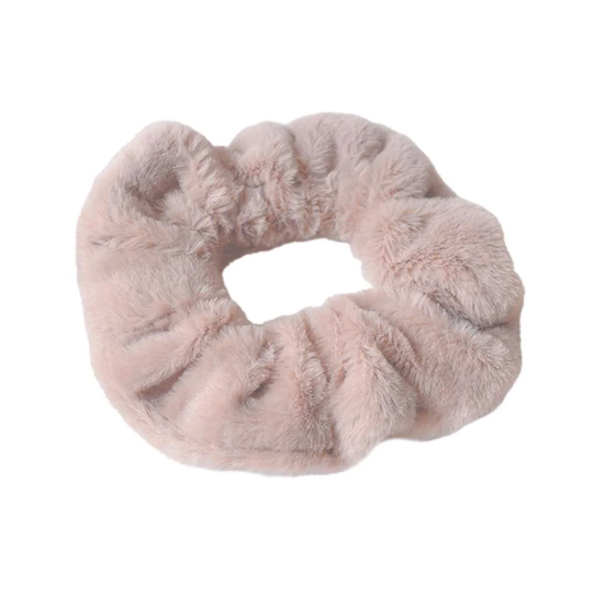 Hårschrunchie i Fuskpäls - Beige