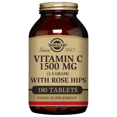 Nypon C Vitamin C med nypon Rose Hips C 1500 mg Solgar 1500 mg (Antal: 180 Tabletter)