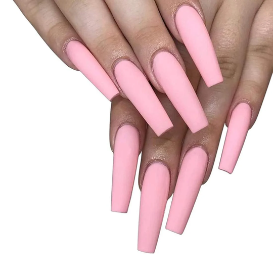 24x Extra Långa Lösnaglar, Coffin - Rosa