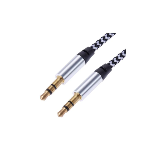 1m Vävd 3.5mm Aux Kabel - Silver