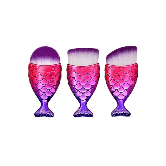 3x Sminkborstar, Mermaid - Lila, rosa