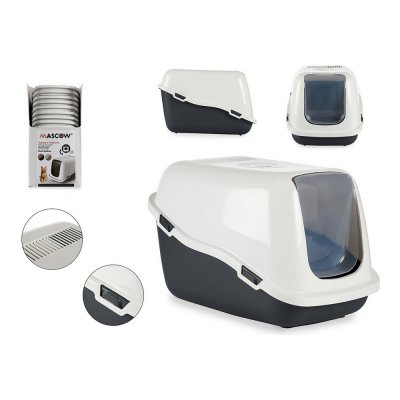 Kattlåda �S3609187 Vit Mörkgrå Plast (37 x 35,7 x 57,5 cm) (39,5 x 35,7 x 57,5 cm) (37 x 35,7 x 57,5 cm)