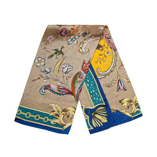 Scarf med blommigt motiv - Cremefärgad, Nr. 15