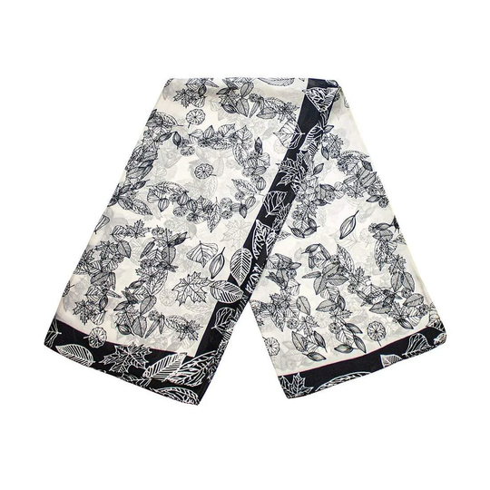 Scarf med lövmotiv - Vit, Nr. 27