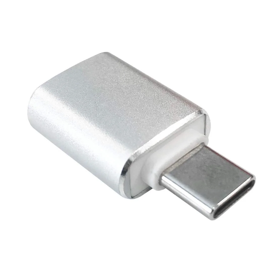 USB-A till USB-C-adapter, 3 cm - Silver