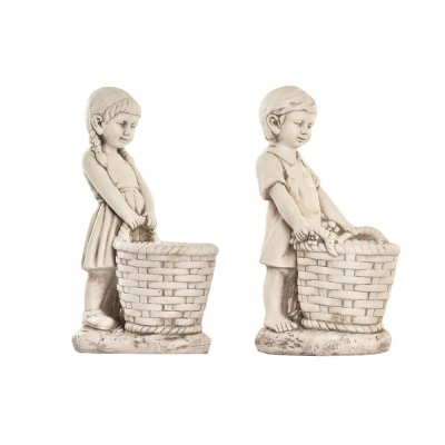 Dekorativ Trädgårdsfigur DKD Home Decor Vit Pojkar Magnesium (2 antal) (21 x 33 x 56 cm)