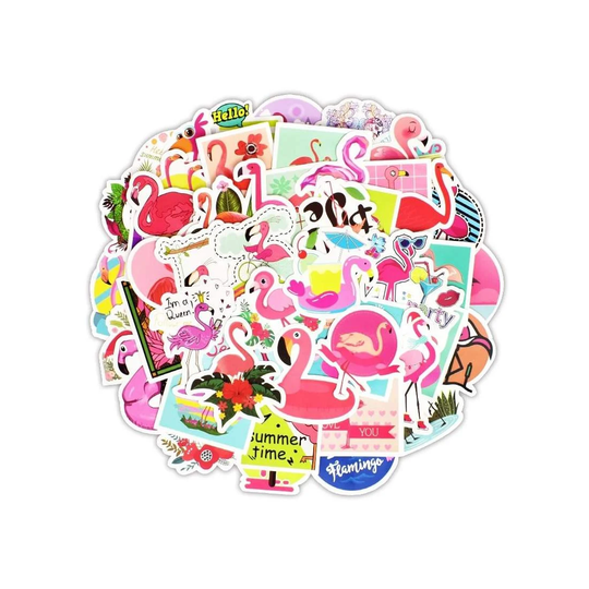 Klistermärken, 50 pack - Flamingo