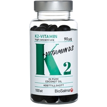 BioSalma K2 90μg + D3-vitamin 25μg 100 kapslar