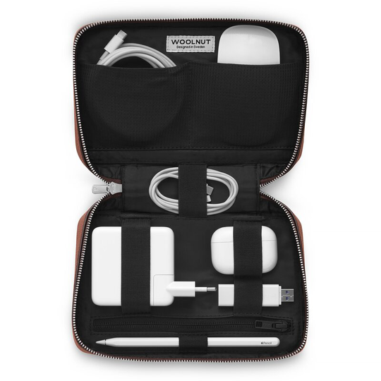 Woolnut Leather Tech Organizer - Cognac-Brun