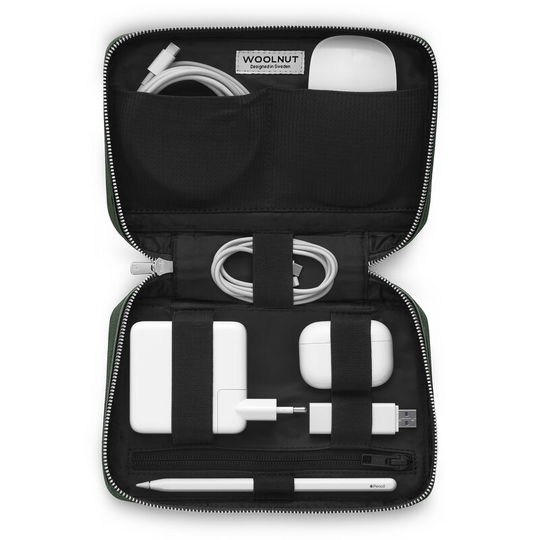 Woolnut Leather Tech Organizer - Grön
