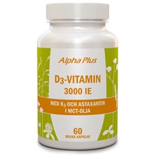 D3-vitamin 3000 IE med K2 och Astaxantin 60 kapslar