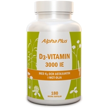 D3-vitamin 3000 IE med K2 och Astaxantin 180 kapslar