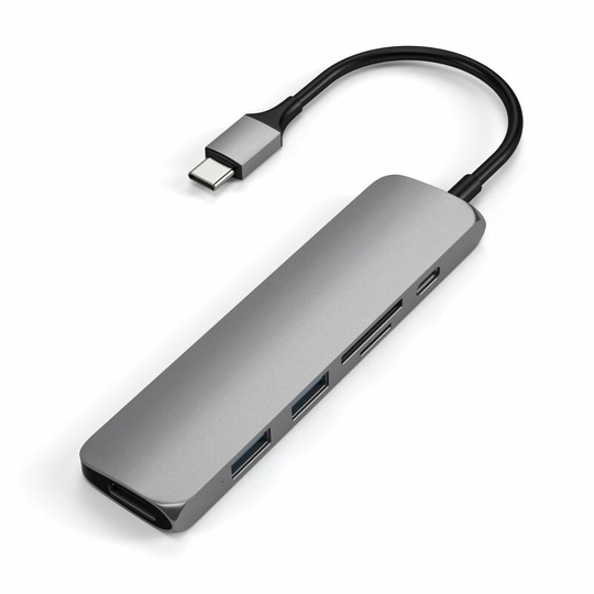 Satechi Slim USB-C MultiPort Adapter V2 med HDMI, USB 3.0 portar samt kortläsare
