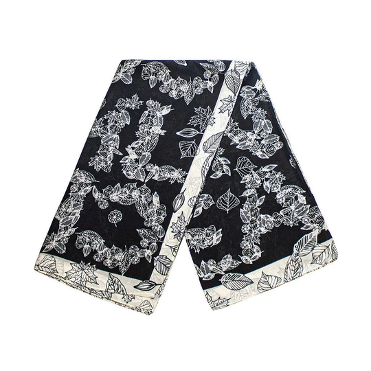 Scarf med lövmotiv - Svart, Nr. 26