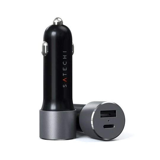 Satechi billaddare med PD 1xUSB-C + 1xUSB-A / Max 72W - Space Grey